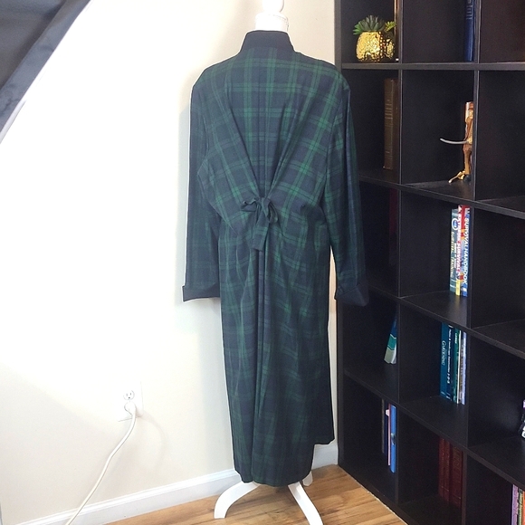 Vtg 90s APPLESEED'S Green Blue Plaid Long Sleeve Button Front Praire Dress - 26W - Picture 4 of 12